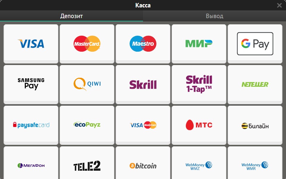 Методы платежей Методы платежей
